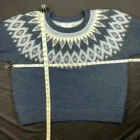 Old Navy women’s fair isle wool blend pullover crewneck sweater size large - Picture 7 of 10